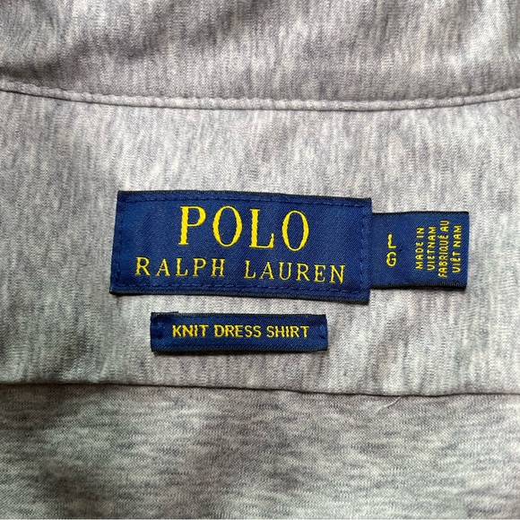POLO RALPH LAUREN KNIT DRESS SHIRT LONG SLEEVE GRAY MENS SIZE LARGE - Picture 4 of 12